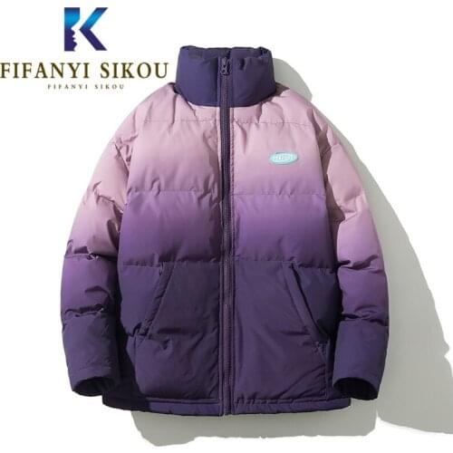 Gradient Colour Fashion Cotton Coat Women Winter Jacket Thick Warm Parka Womens Loose Plus Size Casual Down Jackets Streetwear