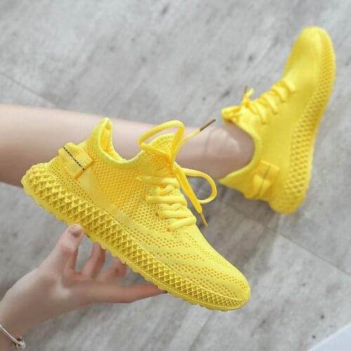 Womens Shoes Spring Women Yellow Sneakers Red Breathable Mesh Flying Casual Korean Tenis Outdoor Walking Woman Vulcanize Shoes