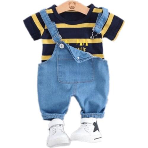 Summer Baby Girls Boys Clothing Toddler Casual Fashion Infant Clothes Suits T Shirt Strap Shorts 2Pcs/Sets Kids Children Costume