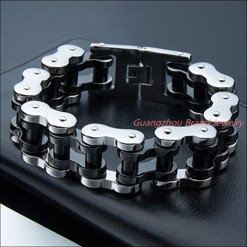 9"*22mm 156g Huge Heavy 316L Stainless Steel Silver Black Color Motorcycle Chain Mens Bracelet Bangle Biker Jewelry Top Quality