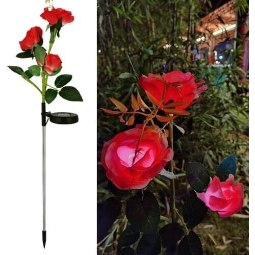 Luces Solares Para Exterior Rose Flower Lights Jardin Decor Night Light Lawn Landscape Garden Decoration Lampe Solaire Exterieur