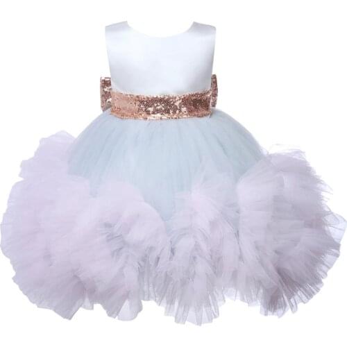 Sequin Bow Baby Girl 1st Birthday Outfit Newborn Baby Baptism Dress Tutu Infant Christening Wedding Gown Kids Party Dresses