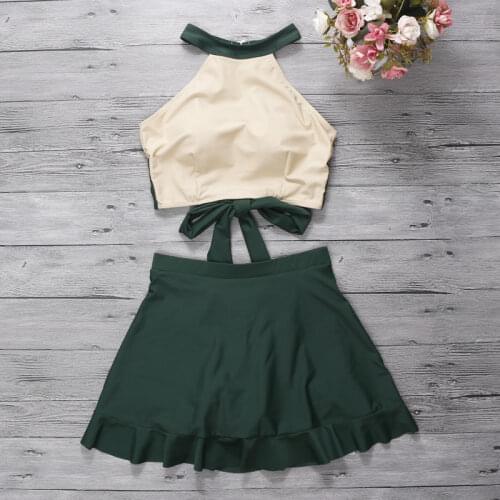 2021 New Women Two-Pieces Bikini Tankini Set Swimwear Cute Girls Swimsuit Sexy Swimming Bathing Suit Female Summer Beachwear