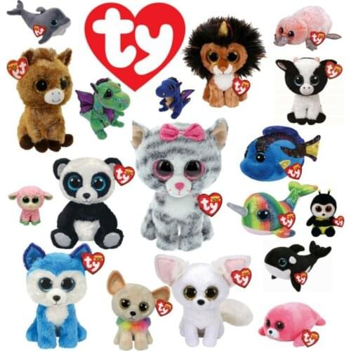 New 6"15cm Ty Big Glitter Eyes Fox Fog Owl Unicorn Plush Stuffed Animal Collectible Cat Boos Dog Toy Christmas Birthday Gift