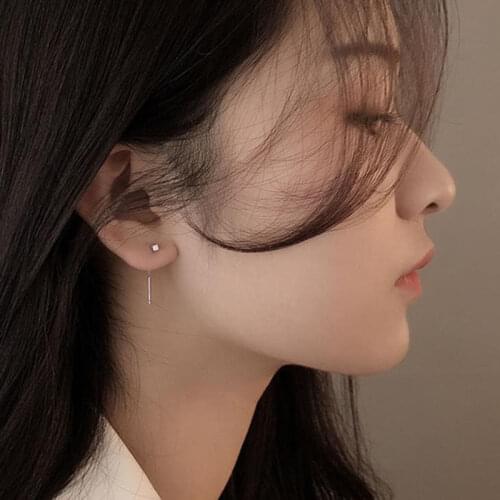 New Dangle Earring Geometric block Long Tassel Bar Drop Earrings For Women Minimalism Ear Line 2021 Korean Fashion Jewelry