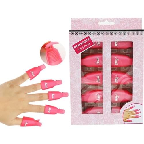 New Hot Plastic Acrylic Nail Art Soak Off Cap Clip UV Gel Polish Remover Wrap Tool 10PC/set Durable Reusable Cleanser Plus
