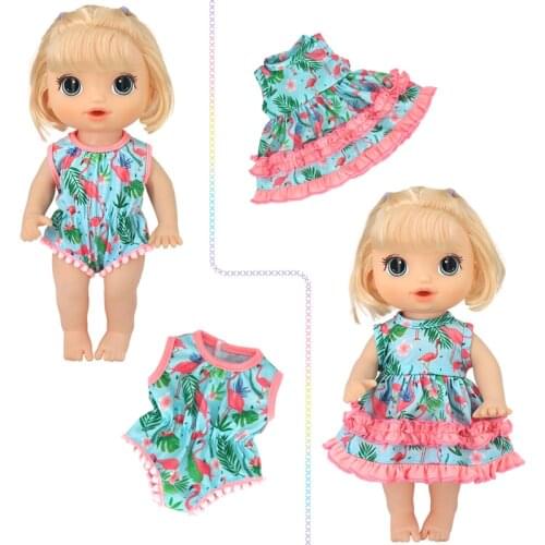 30cm Rubber Silicone Doll Clothes 12 Inch Baby Doll Flower Dress Swimsuit Children Girls Gift