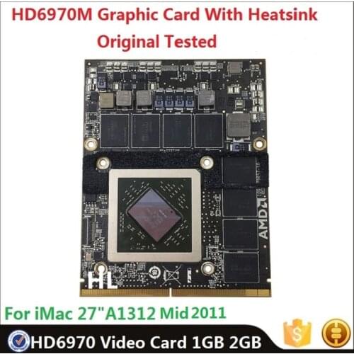 Original HD6970 Graphic Card 1GB 2GB VGA Video Card for iMac 27"A1312 AMD Radeon 661-5969 109-C29657-10 216-081100 With Heatsink