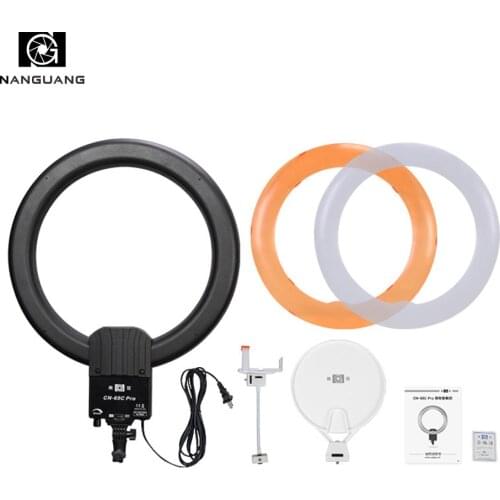 Nanguang CN-65C Pro 19" 5400K 65W Dimmable Macro Makeup Ring Light Lamp Camera Mounted + Phone Clip + Mirror