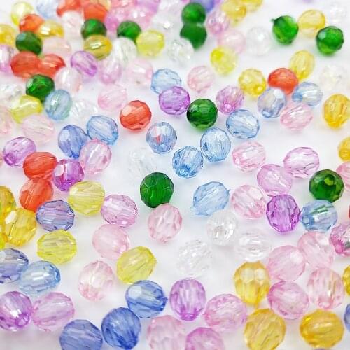 100pcs/6mm Clear Hole Acrylic Beads Candy Color Spacer Beads for Children Kids Necklace Bracelet Jewelry Making DIY Cloth Acces