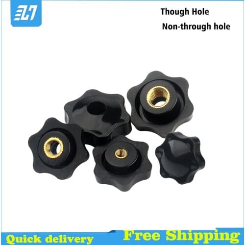 Handle Hand Tighten Knob Nuts Plum Thread Star Mechanical Black Thumb Clamping Manual Though Blind Nut M4 M5M6 M8 M10 M12