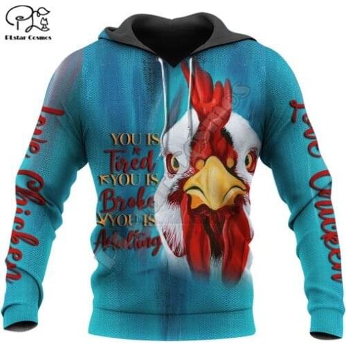 PLstar Cosmos Beautiful Chicken 3D Print Hoodies Casual Men/Women Zipper Hooded Funny Animal Unisex Brand Streetwear Apparel T3