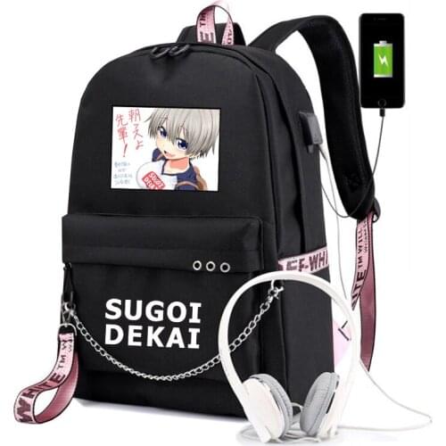 Uzaki-chan Wants to Hang Out! for Girls Back to School Shoulders Backpack Usb Charging Canvas Travel Bag Teenagers Laptop Bags