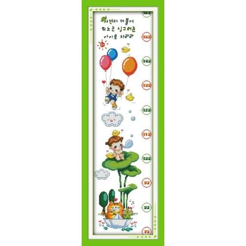 Height chart of dear baby cross stitch kit cartoon 14ct 11ct count print canvas stitching embroidery DIY handmade needlework