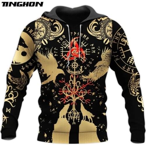 XS-7XL Vikings - Raven Odin Tattoo 3D Printed Hoodie and Sweatshirt Harajuku Fashion hoodies Unisex Casual Jacket pullover