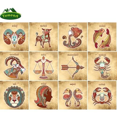 Yumeart 5D Diamond Painting'tarot Cards Zodiac Signs 12 Constellations'Diamond Mosaic Embroidery Cross Stitch Hobbies and Craft