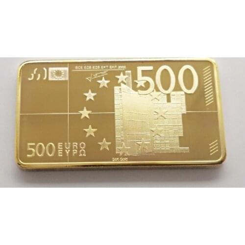 European Union Square Gold Plated Commemorative Gold Coin European 500 Euro Gold Bar Commemorative Gift