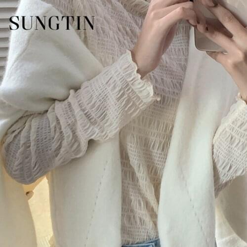 Sungtin Hot Lace Blouse Women Solid Slim Sexy Shirts Tops Ladies Turtleneck Vintage Hollow Out Blouse Women 2020 New Fashion