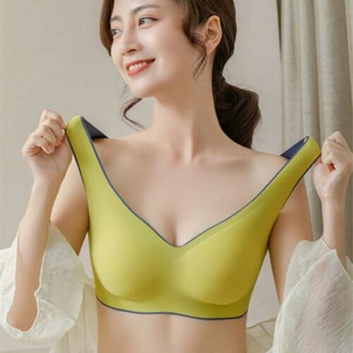 Thai Latex Underwear Bras for Women Plus Size M-2XL Push Up Bralette Seamless Bra Top Bh Comfort Cooling Gathers Shock-Proof Pad