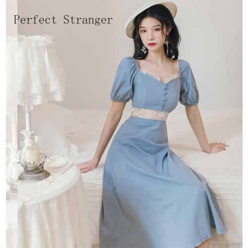 2020 Summer New Arrival High Quality Elegant V Collar Puff Sleeve Women Chiffon Long Dress