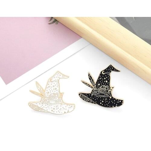Witch Hat Hard Enamel Pins Witchy Celestial Wizard Witchcraft Wizardry Magic Lapel Pin Brooch Badge Gift for Friends Wholesale