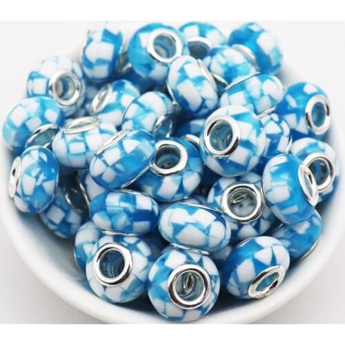 10Pcs/Lot New 10 Colors 5mm Large Hole Beads Spacer Charms Murano Bead Fit Pandora Bracelet for Jewelry Making Women DIY Beads