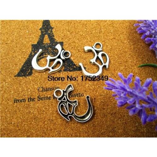 15 PCS-OM Charms ,Antique Tibetan Silver Tone Yoga Ohm Aum Symbol charm Pendants 23x28mm