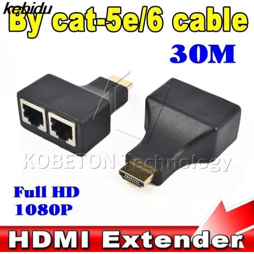 2Pcs/set HDMI-compatible To Dual Ports RJ45 Network Cable Extender Over by Cat5e/Cat6 Cables 1080p For HDTV HDPC PS3 STB 30m