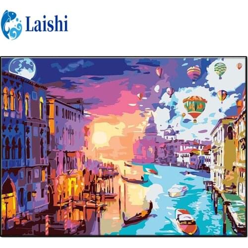 5D DIY Diamond Painting Graffiti sunset town landscape Full Square round drill Home Decoration Embroidery Handcraft Art Kits