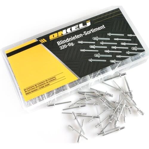 Onkel.j Aluminium Mushroon Head Break Mandrel Blind Rivets Nail Pop Rivets 320/PCS M2.4 M3.2 M4 M4.8