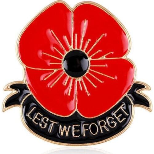 Retro Purple Red Poppy Brooches Women Enamel Pins For Backpacks Hat Bag British Memorial Rhinestone Pin Letter Jewelry Gift New