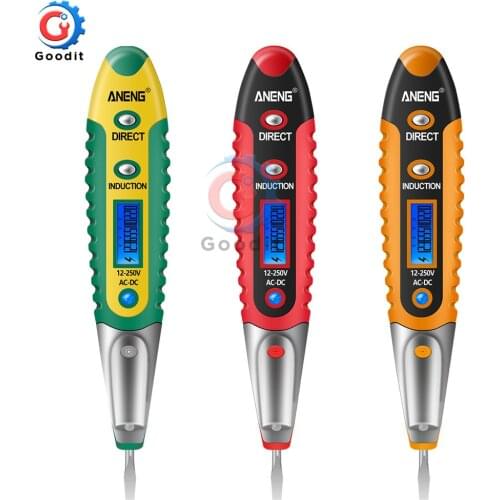 AC/DC 12-250V Digital Test Pencil Tester Electrical Voltage Detector Pen LCD Display Screwdriver for Electrician Tools