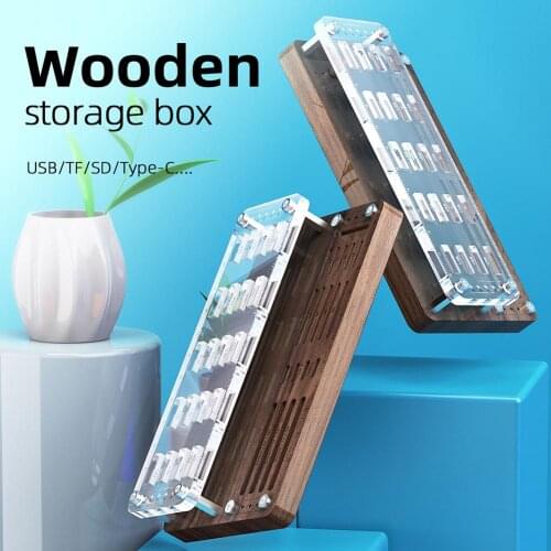 New Wood Cover SD Card Memory Card U Disk Display Box Organizer Card Organizer Storage Box Keeper Storage Box Accessories Base