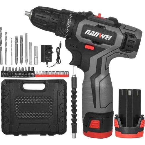 12V Brushless Electric Drill Cordless Drill Driver Handheld Power Drill 2 Speed Drill with LED Light 25+1 Torque 1500mAh Battery
