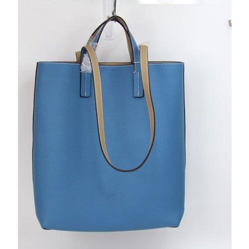 H Style Double-Sided Leather Tote Bag Vertical Top Layer Cowhide Single Shoulder Shopping Large-Capacity Fashion New Soft