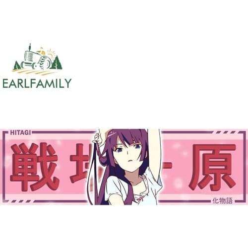 EARLFAMILY 13cm x 4.2cm for Senjougahara Hitagi Drift Slap Anime Vinyl Car Stickers Trunk Decal Occlusion Scratch Car Styling