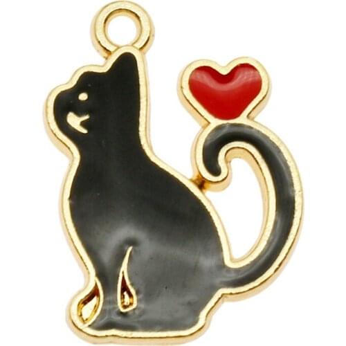 10pcs/Lot Cartoon Cat Sleepy Cat Enamel Charms DIY Ornament Accessories Drop Oil Alloy Pendant Earrings Jewelry Findings