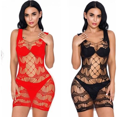 Fetish Womens Dress Plus Size Lingerie Fishnet Seamless Outfit Mesh Chemise Babydoll Bodysuit uniform wet BodyStockings