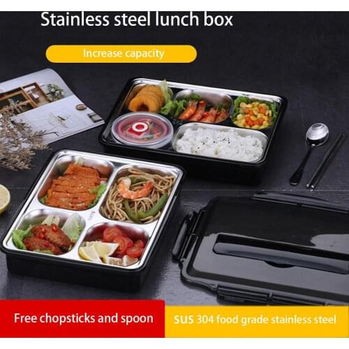 Lunch Box Food Container Microwave Oven Lunch Bento Boxes Chopsticks Spoon Cutlery Stainless Steel Lunchbox For School