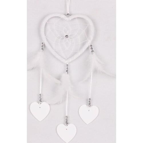 Hot Selling Dream Catcher Heart Shape with Feathers Wall Hanging Decoration Ornament White Wholesale 50p