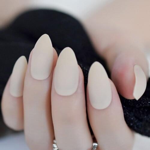 Matte Almond Medium Light Brown BurlyWood Nails Frosted Solid Color Nails Full Cover Artifical False Nail Wholesale Optional