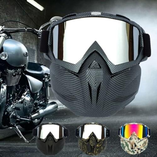 Motorcycle Goggles Mask- Adjustable Glasses With Detachable Mask Suitable For Cs Desert Off-Road Riding Skiing Snowmobile
