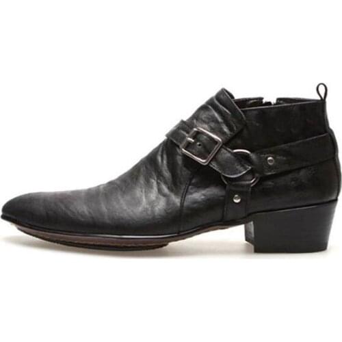 Men‘s personality increase high shoes pointed hair stylist shoes Martin boots shoes for male