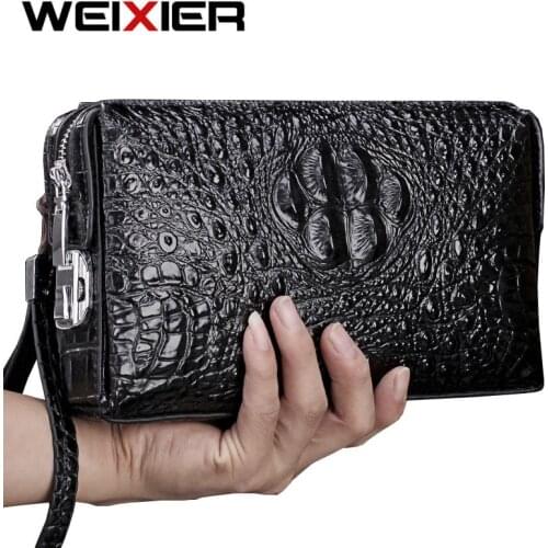 Alligator Pattern Genuine Split Leather Clutch bag Mens Wallets Business Handbag Crocodile Male Clutch Wallet Card Holder Purse