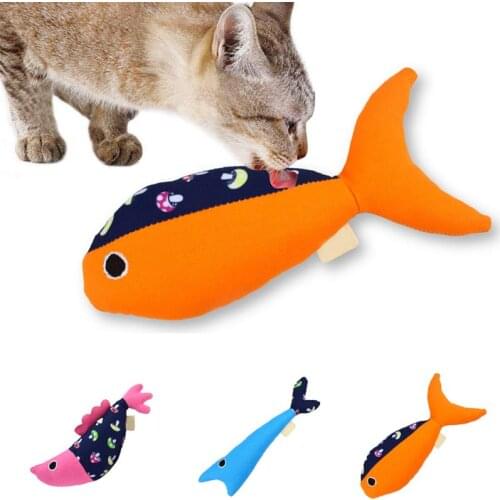 Pet Soft Plush Fish Shape Cat Toy Gifts Catnip Fish Stuffed Pillow Doll Simulation Fish Playing Toy For Cats Pet Squeaky Toys