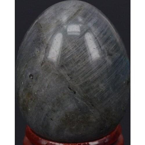 34x44MM Natural Gemstone Flash Labradorite Sphere Egg Healing Reiki Crafts Stone Massage Finger Exercise