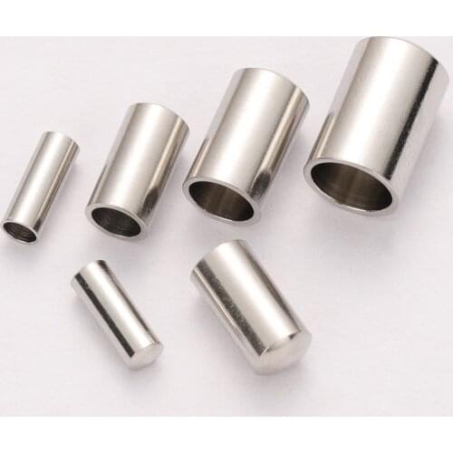 50pcs 2/3/4/5mm Stainless Steel End Caps Crimp Leather Cord Wire Metal End Cap Crimps Clasps for Jewelry Making Components DIY