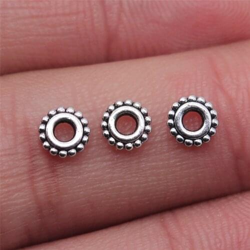 Wholesale Jewelry Lots Antique Silver Color 6x6mm Spacer Beads Metal Charms Craft Supplies 100 Pieces