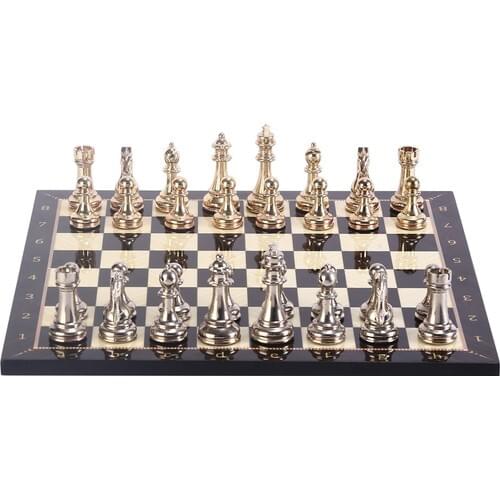 Gift Home Metal Classic Chess set Bright and Walnut Board silver and gold color players intelligence and intellect development game