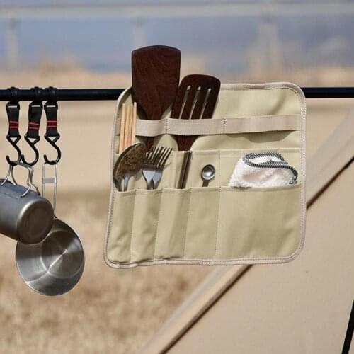 Hanging Outdoor Tableware Portable Storage Bag Folding Portable Tool Organizer for Camping Hiking Picnic Travel